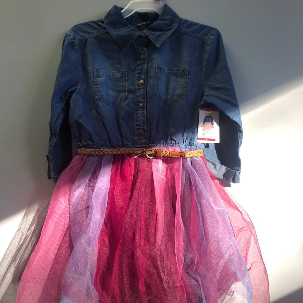 Girls dress with denim